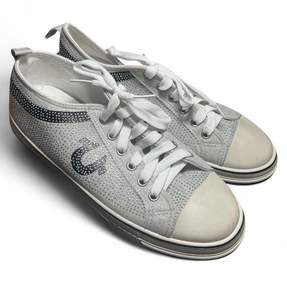 True Religion White Sneakers with silver rhinestones Size 9 Women’s